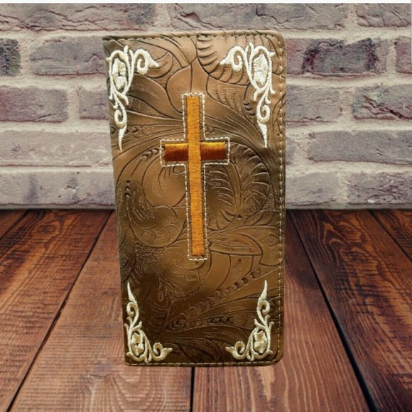 Cross Mens Wallet Western Bifold W058 Brown studded credit card check book